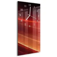 Tulup Wandklok - Abstractie Moderne Glazen Wandklok - 30x60 cm - Zwart Wandklok Glas Met Motief - Witte Handen - Rechthoekige Wandklok - Moderne Wandklok Glas - Wandklok Glas Decoratie