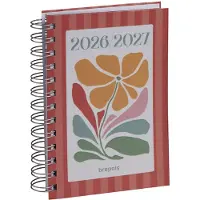 Brepols agenda 2026-2027 - HAPPY - Schoolagenda - 1 dag per pagina - Wire-O - Dagoverzicht - Rood - 11.5 x 16.9 cm