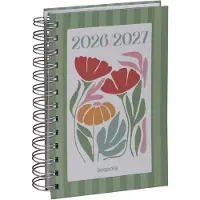Brepols agenda 2026-2027 - HAPPY - Schoolagenda - 1 dag per pagina - Wire-O - Dagoverzicht - Groen - 11.5 x 16.9 cm