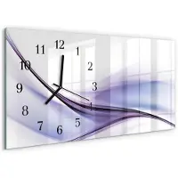 Tulup Wandklok - Golven van kleur Wandklok Glas Met Motief - 60x30 cm - Paars Decoratieve Glazen Klok - Zwarte Handen - Rechthoekige Wandklok - Wandklok Glas Met Motief - Decoratieve Glazen Klok