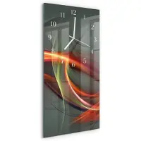 Tulup Wandklok - Patroon Wandklok Glas Met Motief - 30x60 cm - Grijs Decoratieve Glazen Klok - Witte Handen - Rechthoekige Wandklok - Glazen Wandklok Design - Klok Glas Met Opdruk