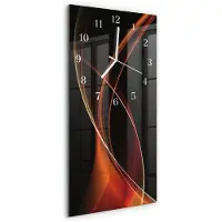 Tulup Wandklok - Abstracte lijnen Wandklok Glas Met Motief - 30x60 cm - Oranje Decoratieve Glazen Klok - Witte Handen - Rechthoekige Wandklok - Wandklok Glas Met Motief - Decoratieve Glazen Klok