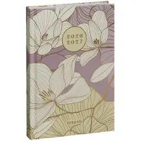 Brepols agenda 2026-2027 - FLORAL & LEAVES - Schoolagenda - 1 dag per pagina - Stevige omslag - Dagoverzicht - Roze - 11.5 x 16.9 cm