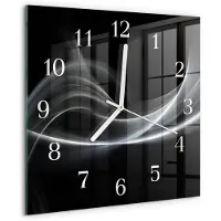Drukarnia Piga Wandklok - Abstracte lijnen Decoratieve Glazen Klok - 30x30 cm - Zwart Glazen Wandklok Design - Witte Handen - Vierkante Wandklok - Moderne Wandklok Glas - Wandklok Glas Decoratie