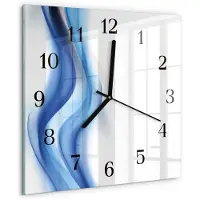 Drukarnia Piga Wandklok - Abstracte rook Gekleurde Glazen Klok - 30x30 cm - Blauw Glazen Klok Met Print - Zwarte Handen - Vierkante Wandklok - Glazen Klok Met Print - Wandklok Glas Met Motief