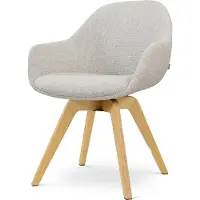 Nolon Noor-Mae draaibare Eetkamerstoel beige gemêleerd - houten onderstel - 360° - scandinavisch - armleuning