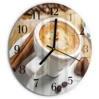 Tulup Wandklok - Koffie Decoratieve Glazen Klok - 30fi cm - Bruin Glazen Wandklok Design - Zwarte Handen - Ronde Wandklok - Glazen Wandklok Design - Klok Glas Met Opdruk