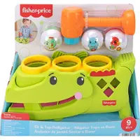 Fisher-Price Zit en Tik Rolligator - Babyspeelgoed met tikactiviteit en kruipend spelen - 3 ballen en hamer