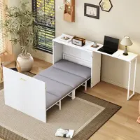 Sweiko Opklapbed - 90 x 200 cm - Inclusief draaibare bureau - Met matras - Wit