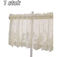 OEM Semi-transparante linnen gordijnen met bloemenprint en tunnelvoering, 137x61 cm, beige