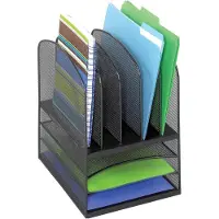 OEM Bureauorganizer - Stalen rooster - 8 compartimenten - Zwart