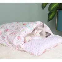OEM Knuffelig kattenbed, zelfwarmend kattenbed, huisdierenaccessoire, vloerkleed met kussen, comfortabel holletje voor huisdieren, warm kattenbed voor herfst en winter