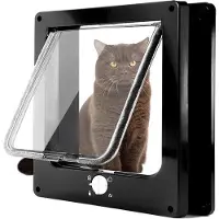 OEM Handmatig bedienbare, stille deur voor honden en katten met een vier voudige magnetische sluiting, eenvoudig te installeren, geschikt voor wanden, houten deuren en PVC-deuren (zwart, groot)