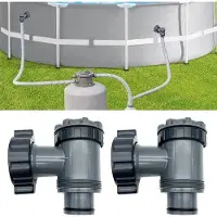 OEM 2 stuks - Inlaat-/uitlaatventiel voor zwembaden, geschikt voor bovengrondse zwembadfilterpompen, reserveonderdelen voor zwembadpompen, voor slangen met een diameter van 38 mm