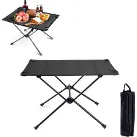 OEM Inclusieve reistafel, flexibele reistafel, 60 x 40 x 40 cm, inklapbare lamp, inklapbare tafel, geschikt voor reizen, waterbestendige tafelblad, zwart.