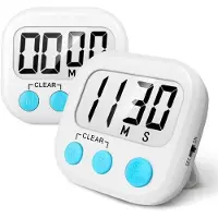 OEM Digitale keukenklok - 2 stuks - Luid alarm met grote cijfers en magnetische voet, geschikt voor koken en bakken - Wit