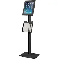 OEM Bureau-informatiezuil - Interactieve informatiezuil - Met brochurehouder - 108,6 cm hoog - Zwart, metaal, geschikt voor kantoorgebruik
