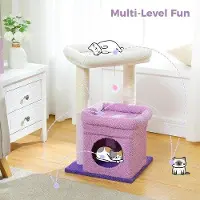 OEM Kleine kattenkooi met meerdere verdiepingen, een krabpaal bekleed met sisal, een comfortabel kattennest en een groot ligvlak voor katten, in de kleur paars