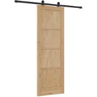 vidaXL Schuifdeur Naturel en Zwart 73,5 x 211 cm Massief grenenhout