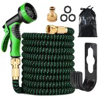 OEM Uitbreidbare tuinslang, verbeterde latexslang met 3 lagen, metalen aansluitingen van 3/4 inch en 1/2 inch, duurzaam 3450D materiaal, flexibele slang zonder knikken, 10 sproeipatronen (15 meter)