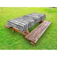 Abakuhaus grijs buitentafelkleed, bakstenen muur Engelse stijl, decoratief wasbaar picknicktafelkleed, 145 x 210 cm, grijs