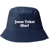 L-merch Navy Blue Bucket Hat Gepersonaliseerd met tekst - Bedrukt met jouw tekst - Festival - feest - vissers hoedje