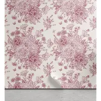 Abakuhaus Vintage Botaniek Aftrekbaar & Plakbehang voor thuis, Zelfklevende Woonkamer Keuken Accent, 33 cm x 250 cm, Pale Rose Pale Ruby