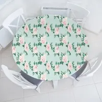 Abakuhaus Bloemen Elastisch Rond Tafelkleed, Zachte Pastel Tinten Bloemen, Allround Elastisch Tafelkleed, 100 cm - 110 cm, Blauw