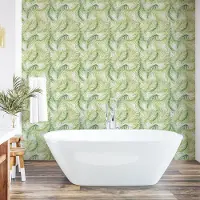 Abakuhaus Palmblad aftrekbaar en zelfklevende behang voor thuis, zelfklevende woonkamerkeuken accent, 33 cm x 90 cm, varengroen lichtgroen