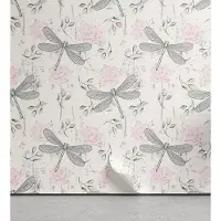 Abakuhaus libelle, aftrekbaar en zelfklevende behang voor thuis, zelfklevende woonkamerkeuken, 33 cm x 250 cm, lichtroze lichtgrijs