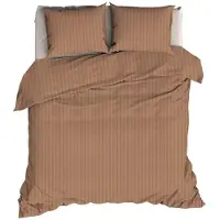 Satin d'or Satijnstreep Dekbedovertrek - Extra breed - 260x200/220 cm - Cappuccino