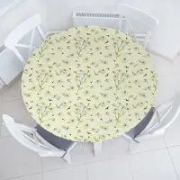 Abakuhaus Daisy Elastisch Rond Tafelkleed, Realistische Tuinlieveheersbeestje, Allround Elastisch Stoffen Tafelkleed, 90 cm - 100 cm, Lichtgeel