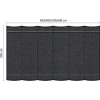 Shadow Comfort Harmonica schaduwdoek 200x400cm Carbon Black - Exclusief Bevestigingsmateriaal