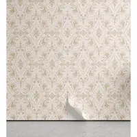 Abakuhaus Damascus Peelable & Adhesive Behang voor thuis, Classic Retro Nature, Zelfklevende Woonkamer Keukenaccent, 33 cm x 250 cm, Cream Tan