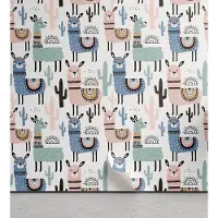 Abakuhaus Lama aftrekbaar en zelfklevende behang voor thuis, kindercartoonontwerp, zelfklevende woonkamer, keukenaccent, 33 cm x 250 cm, Seafoam Pink