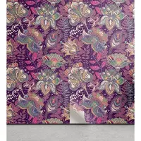 Abakuhaus Flowers afpelbaar en zelfklevende behang voor thuis, bloemen en mehndi, zelfklevende woonkamer-keukenaccent, 33 cm x 180 cm, mauve groen