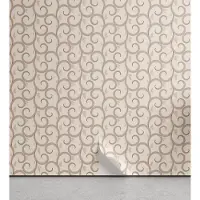 Abakuhaus ABAKUHAUSBeige verwijderbaar en zelfklevende behang voor huis, barokke retro bloemen, zelfklevende woonkamer, keukenaccent, 33 cm x 250 cm, beige