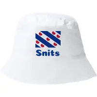 L-merch Bucket hat Friesland - gepersonaliseerd met eigen tekst - Friese Vlag - festival - wit
