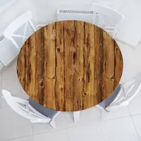 Abakuhaus Rustiek Elastisch Rond Tafelkleed, Holzwald Trees Art, Allround Elastisch Tafelkleed, 90 cm - 100 cm, Bruin