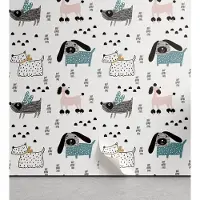 Abakuhaus Dogs Peelable & Adhesive Behang voor thuis, zelfklevende woonkamerkeukenaccent, 33 cm x 180 cm, Teal Black