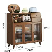 Nicole Buffetkast met Wijnrek en Glazen Deuren – Modern Keuken Dressoir met Open Vakken, Glashouders & Opslagruimte voor Servies – Multifunctionele Sideboard Kast voor Keuken, Eetkamer & Woonkamer