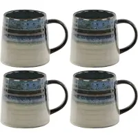 MPLCo - Ombres Mok - Koffiemok - Set van 4 - Theemok - Unieke Beker - Moderne Koffiebeker Servies - Vaatwasser & Magnetron Bestendig - 400ml - Ø10 x 10 cm - Navy blauw en Grijs