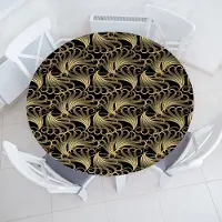 Abakuhaus Abstract Elastisch Rond Tafelkleed, Allround Elastisch Stoffen Tafelkleed, 90 cm - 100 cm, Anthracite Grey Light Brown