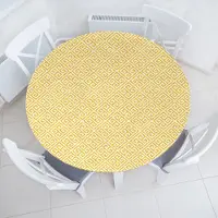 Abakuhaus Griekse sleutel elastisch ronde tafelkleed, geel en wit doolhof, allround elastisch tafelkleed, 100 cm - 110 cm, geel-wit