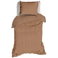 Satin d'or Satijnstreep Dekbedovertrek - Eenpersoons - 140x200/220 cm - Cappuccino