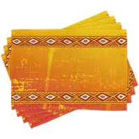 Abakuhaus Afrikaanse placemats, wasbare stof eetkamerdecoratie keukentafeldecoratie digitale print, goudschilde