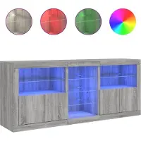 Syfax Dressoir met LED-verlichting 162x37x67 cm grijs sonoma
