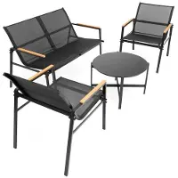 Springos Tuinset | Tuinset 4 Persoons | Tuinsets | Tuintafel & Tuinstoelen & Tuinbank | 4 Personen | Zwart