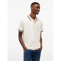 Tommy Hilfiger Shirt 'Tommy Flag Regular Fit Tipped' crème
