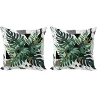 Abakuhaus Monstera decoratieve kussenhoes, 2-pack, modern accent, dubbelzijdige digitale print, 40x40 cm, smaragdgroen, donkergrijs, lichtgrijs